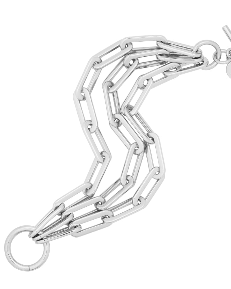 Front of a size 7" Triple Gisele Toggle Bracelet 7" Silver in Silver by Eklexic. | dia_product_style_image_id:279466